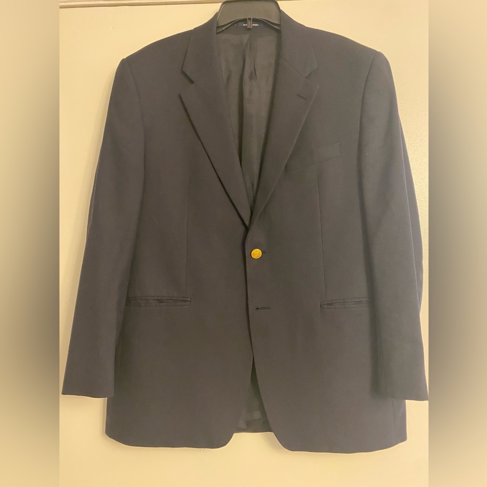 Men’s Wool Chaps Ralph Lauren Navy Blue Blazer Size 42R